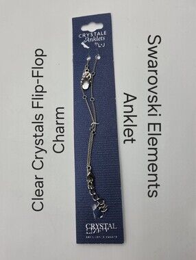 Crystal Anklet Swarovski Elements Flip Flop Charm Aurora Borealis Rainbow NWT